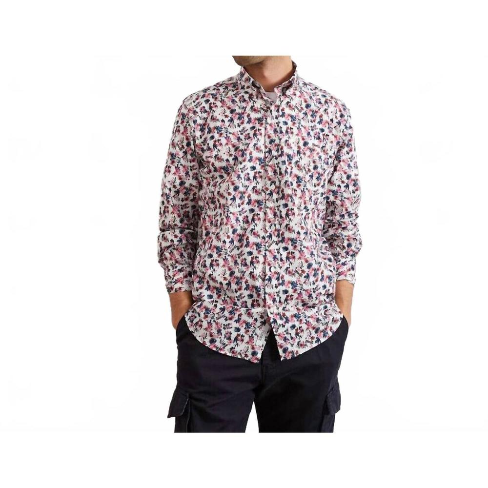 NEW EDEN PARK floral button-up polo shirt in white multi